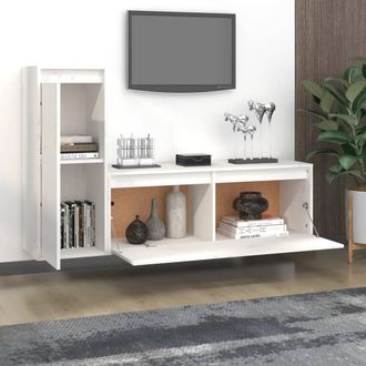 Berkfield Home TV Cabinets 2 pcs White Solid Wood Pine