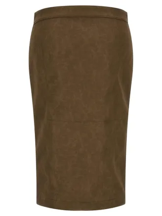 Pinko Nubuck-Effect Zip-Front Pencil Skirt - Olive