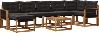 vidaXL Conjunto De Sof&aacute;s De Exterior 8 Uds. Natural Y Negro Vidaxl