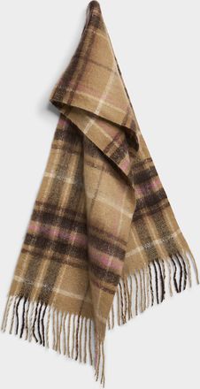 Simons Womens Fringe and check fluffy scarf