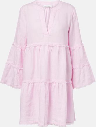 Heidi Klein Caftano Baie de Cassis in lino a balze