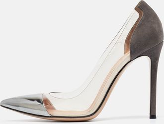 Gianvito Rossi Tricolor Suede And Pvc Plexi Pumps