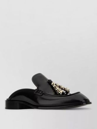 Loewe leather edge slippers chain detail finish