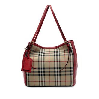 Burberry Pre-owned Womens Small Haymarket Check Canvas And Leather Canterbury Tote - Tan Textile - One Size