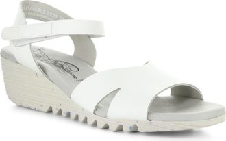 FLY London Olla Ankle Strap Wedge Sandal in White at Nordstrom, Size 10-10.5Us