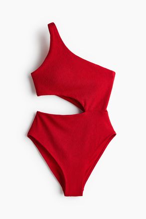 H&M One-Shoulder-Badeanzug mit High Leg - Red