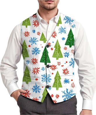 Generic Christmas Waistcoats for Men Waistcoats Mens V Neck Slim Party Dress Pocket Mens V Neck Slim Party Dress Pocket Christmas Waistcoat Fun Vest Festive H