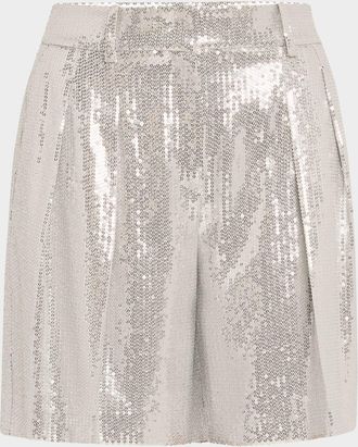 Michael Kors Sequined Pleated Shorts