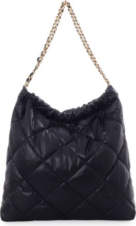 Adornia Black Quilted Cotton Tote with Chain Strap