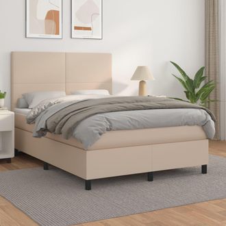 vidaXL Vidaxl - Cama Box Spring Con Colch&oacute;n Cuero Sint&eacute;tico Capuchino 140x190cm