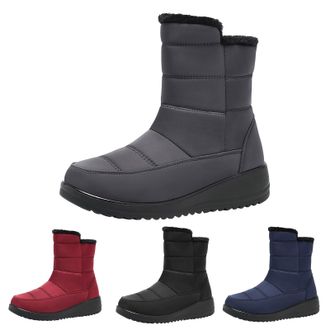 Generic Snow Boots Womens Outdoor Fur Lining Winter Shoes Waterproof Warm Hiking Booties Cold Weather Anti Slip Lightweight Ankle Bootie Ladies Slip On Boots 