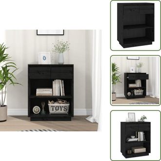 vidaXL The Living Store Mobile Consolle Nero 60x34x75 cm in Legno Massello di Pino - Mobile in legno
