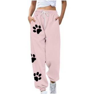 Generic Ladies Sweatpants Pants Printed Workout Sweatpants with Pockets Wide Leg Cargo Trousers Baggy Jogging Joggers Casual Lounge Active Pants High Waisted 