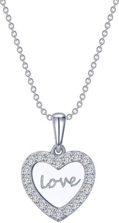 Lafonn Love Heart Simulated Diamond Pendant Necklace in White at Nordstrom, Size 20