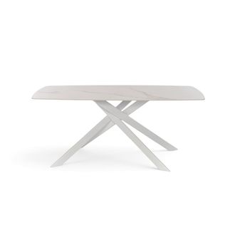 Konte Design Mesa cer&aacute;mica calacatta dorado con patas x blancas 180 &times; 90 cm