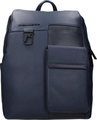 Piquadro Leather Backpack - - Bags - Uomo - Blu - ONE SIZE