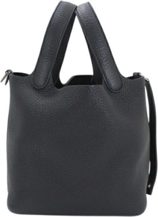 Herm&egrave;s Black Taurillon Clemence Leather Handbag Tote Bag (Pre-Owned)