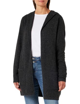 Vero Moda Vmdoffy Ls Open Hood Cardi Ga Noos TLL gebreide jas voor dames, zwart/detail: melange, XL Tall