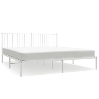 Berkfield Home Metal Bed Frame with Headboard White 183x213 cm
