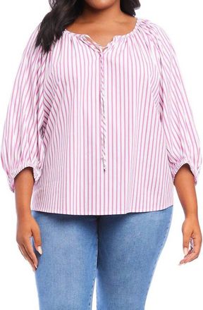 Karen Kane Selina Stripe Shirt - Plus In Fuchsia