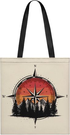 Generic Compass Print Tote Bag for Women Men Shoulder Bags Purses Pouch Handbags
