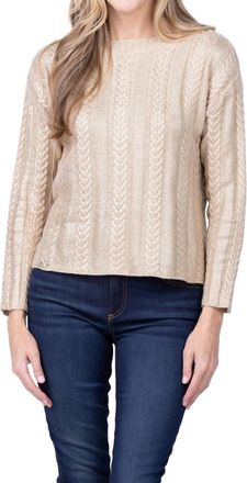 Elliott Lauren Foiled Cable Sweater In Gold