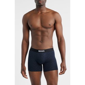 BOSS Assorted 3-Pack Power Stretch Cotton Boxer Briefs in Navy/Grey Assorted at Nordstrom, Size Small