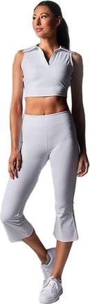 Tavi High Waisted Crop Flare Legging in White Floral at Nordstrom, Size X-Large