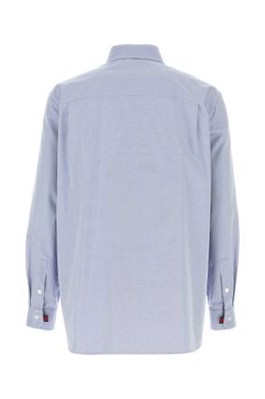 Gucci Mens Powder Blue Oxford Shirt Skyblue Exterior: Cotton Camicie