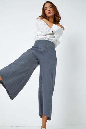 Roman Linen Blend Stretch Waist Culottes