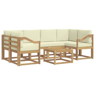 vidaXL Conjunto De Sof&aacute;s De Exterior Con Coj&iacute;n 7 Pcs Blanco Y Crema Vidaxl