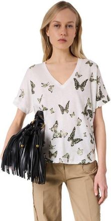 Gerard Darel Makeda Butterfly Print T-Shirt in Khaki Green at Nordstrom, Size X-Large