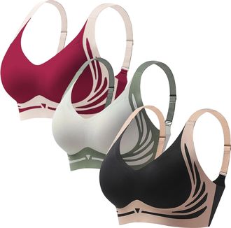 Generic 3 Pack Bralettes for Women Plus Size Anti Sagging Bra Super Firming Lifting Bras for Sagging Breasts Super Gather Wire-Free Push-Up Bra Ladies Non Wir