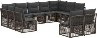 vidaXL Conjunto De Sof&aacute;s De Jard&iacute;n 11 Uds. Gris Rat&aacute;n Sint&eacute;tico Vidaxl