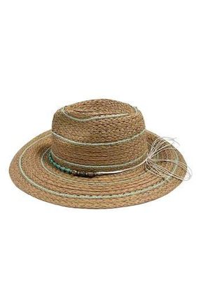 MARCUS ADLER Straw Panama Hat in Natural/Turquoise at Nordstrom Rack