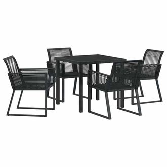 Berkfield Home 5 Piece Garden Dining Set Black Poly Rattan