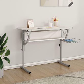 vidaXL Vidaxl - Mesa De Dibujo Madera Y Acero Blanco Y Gris 110x53x(58-87) Cm