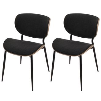 Hhg Hhg - Juego De 2 Sillas De Comedor 236, Tejido De Madera Curvada (370 G/m&sup2;) Certificado Oeko-tex Mvg, Natural, Gris Oscuro
