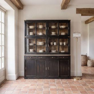 Maisons du monde Alacena con 12 puertas y 3 cajones de mango macizo negro 180 cm
