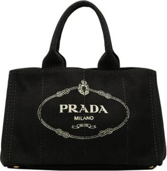 Prada Pre-owned Canvas Tote Bag - Dames - Vintage Shopper - Zwart - ONE Size - Leer - Vintage