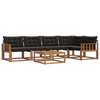 vidaXL Conjunto De Sof&aacute;s De Exterior Con Coj&iacute;n 6 Pcs Natural Y Negro Vidaxl