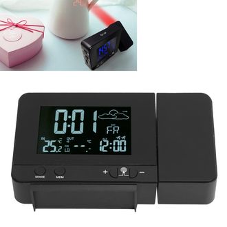 OEM Projektorwecker Mit Kabellosem Thermometer, Hygrometer Und Au&szlig;ensensor - Schwarzes Abs - Abmessungen 85 X 135 X 30 Mm