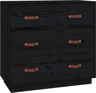 vidaXL Aparador madera maciza de pino negro 80x40x75 cm Vidaxl