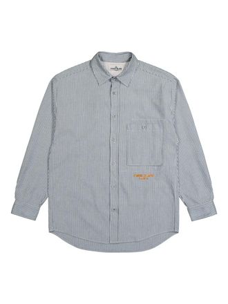 Stone Island Gestreept katoenen overhemd - Blauw