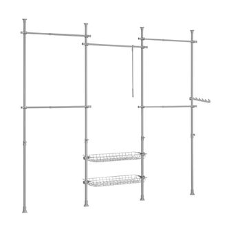 SoBuy Perchero de ropa telesc&oacute;pico altura ajustable 2 barras metal gris