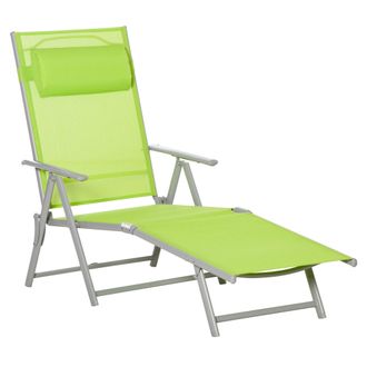 OUTSUNNY Sling Patio Reclining Chaise Lounge Garden Furniture Folding - Green | TJ Hughes
