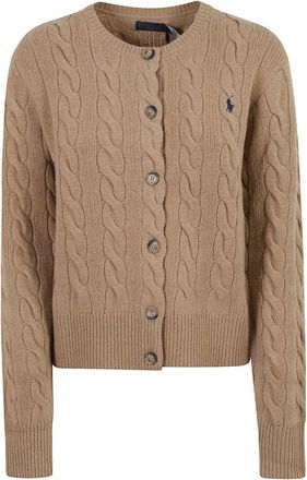 Ralph Lauren Kabelgebreide Wol-Cashmere Vest - Dames - Vesten - Bruin - S - Wol - Truien & Vesten