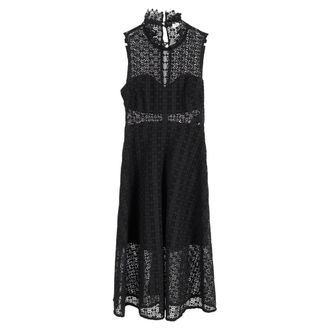 Sandro Alisa Crocheted Midi Dress in Black Polyester