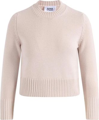 Alpha Studio Girocollo M Lunga - Dames - Ronde hals truien - Beige - M - Truien & Vesten