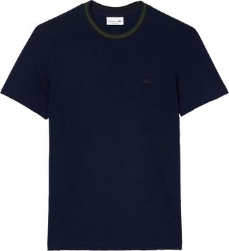 Lacoste Heren Stripe Pique Stretch T-shirt (Blauw)